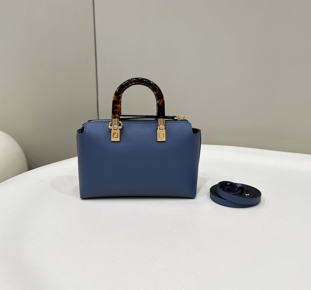 Fendi 8BS067 By The Way Mini Small Boston bag in mint Navy Blue leather - Default Title - View 2