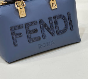 Fendi 8BS067 By The Way Mini Small Boston bag in mint Navy Blue leather - Default Title - View 5