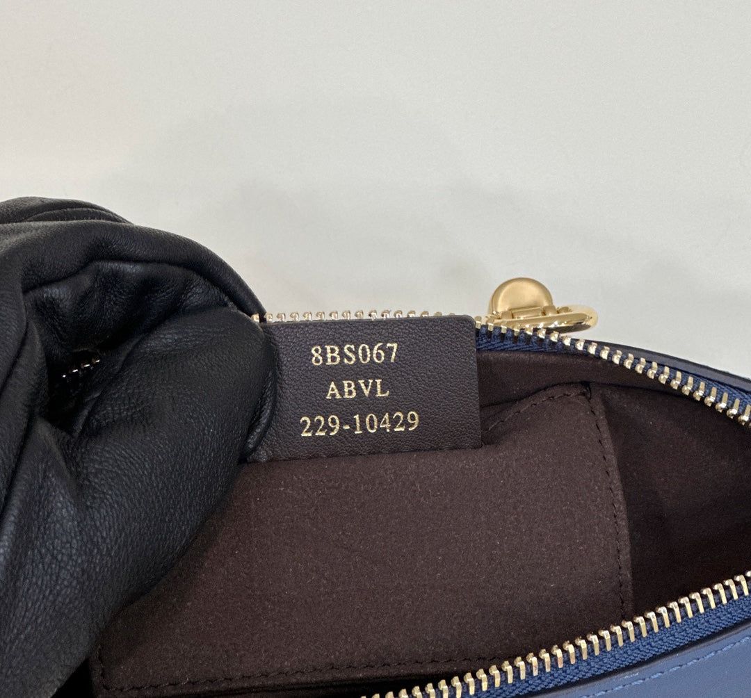Fendi 8BS067 By The Way Mini Small Boston bag in mint Navy Blue leather - Default Title - View 8