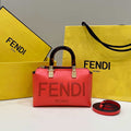 Fendi 8BS067 By The Way Mini Small Boston bag in mint Red leather - Default Title - View 1