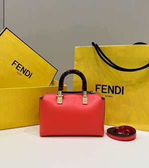Fendi 8BS067 By The Way Mini Small Boston bag in mint Red leather - Default Title - View 2