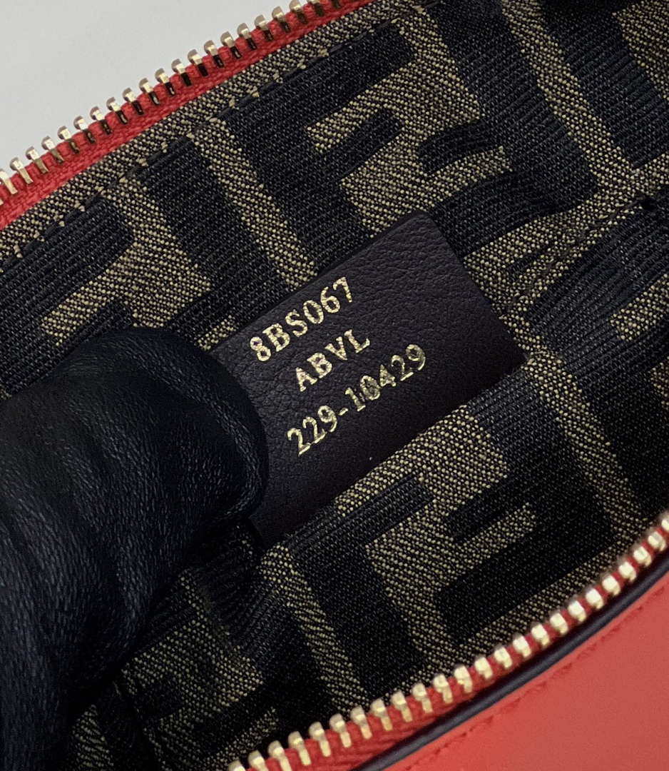 Fendi 8BS067 By The Way Mini Small Boston bag in mint Red leather - Default Title - View 6