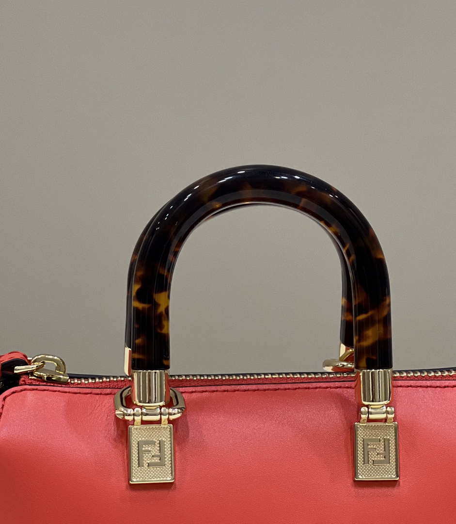 Fendi 8BS067 By The Way Mini Small Boston bag in mint Red leather - Default Title - View 8