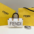 Fendi 8BS067 By The Way Mini Small Boston bag in mint White leather - Default Title - View 1