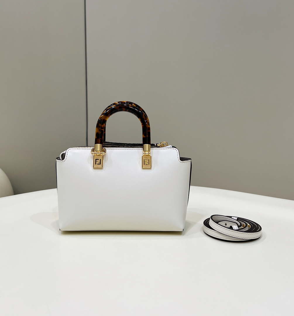 Fendi 8BS067 By The Way Mini Small Boston bag in mint White leather