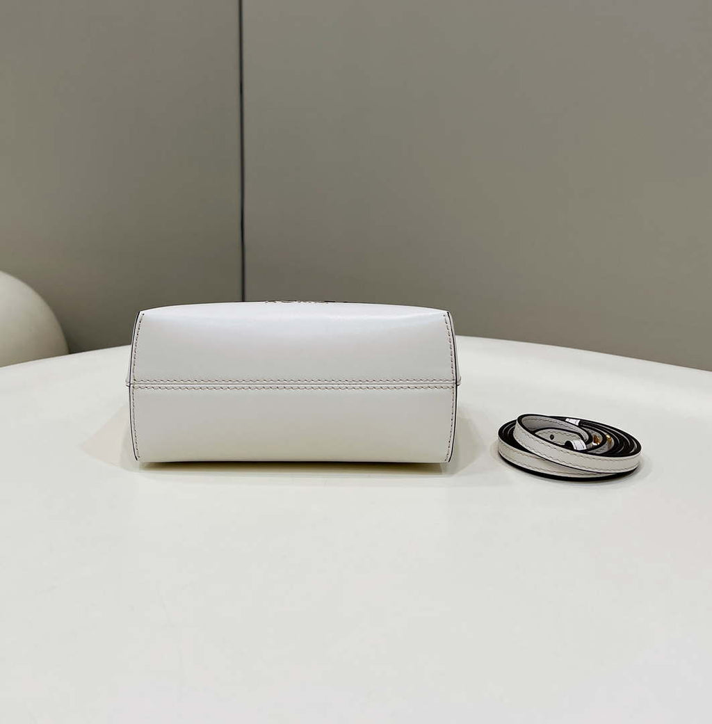 Fendi 8BS067 By The Way Mini Small Boston bag in mint White leather