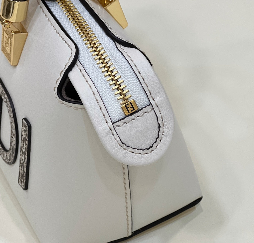 Fendi 8BS067 By The Way Mini Small Boston bag in mint White leather