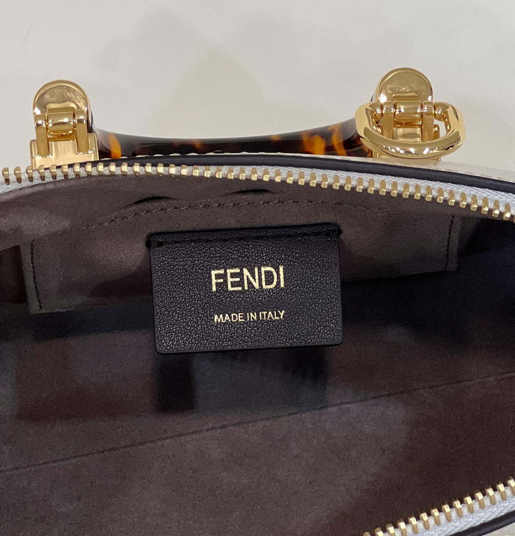 Fendi 8BS067 By The Way Mini Small Boston bag in mint White leather - Default Title - View 7