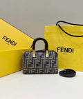 Fendi 8BS067 By The Way Mini Small Boston Jacquard FF fabric bag Dark Gray