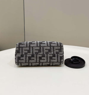 Fendi 8BS067 By The Way Mini Small Boston Jacquard FF fabric bag Dark Gray - Default Title - View 3