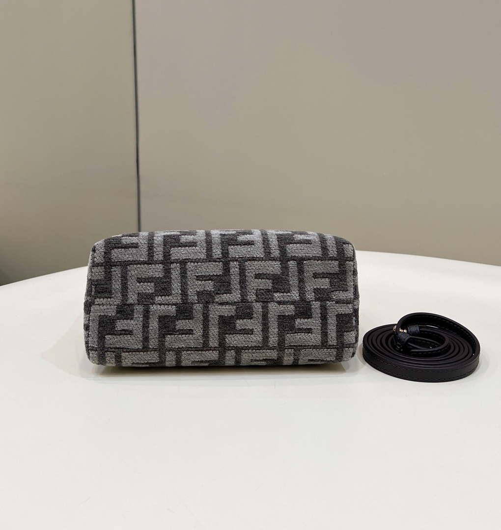 Fendi 8BS067 By The Way Mini Small Boston Jacquard FF fabric bag Dark Gray