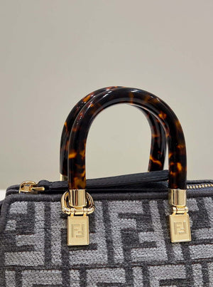 Fendi 8BS067 By The Way Mini Small Boston Jacquard FF fabric bag Dark Gray - Default Title - View 4
