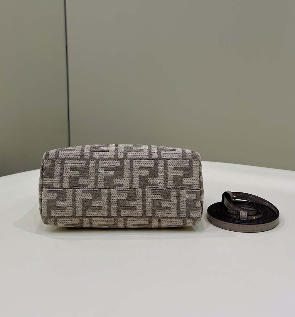 Fendi 8BS067 By The Way Mini Small Boston Jacquard FF fabric bag Gray - Default Title - View 3