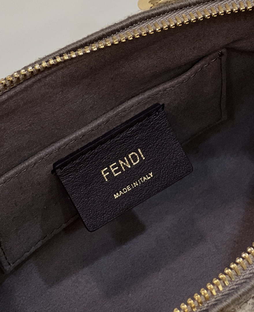 Fendi 8BS067 By The Way Mini Small Boston Jacquard FF fabric bag Gray - Default Title - View 6