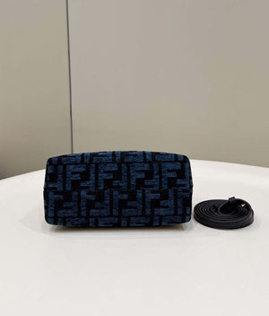 Fendi 8BS067 By The Way Mini Small Boston Jacquard FF fabric bag Navy blue - Default Title - View 3