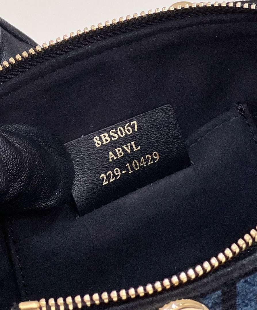 Fendi 8BS067 By The Way Mini Small Boston Jacquard FF fabric bag Navy blue - Default Title - View 7