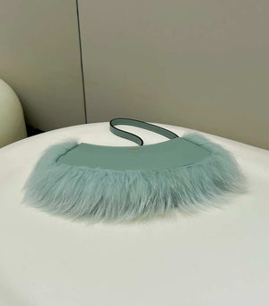 Fendi 8BS068ALS9F1IVT O¡¯Lock Swing Green leather and fox fur pouch 8573 - Default Title - View 4