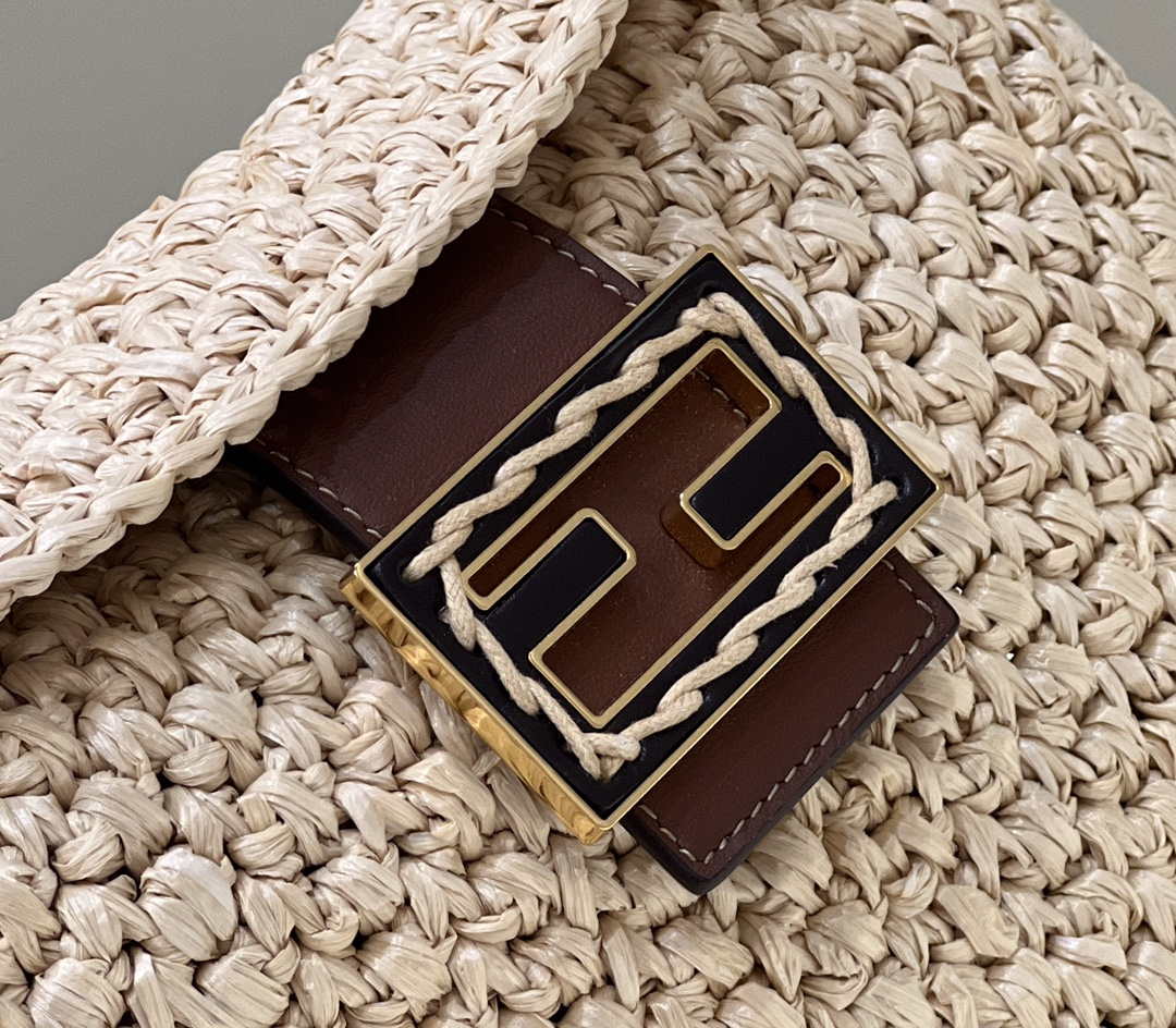 Fendi 8BS069 Fendi Beige raffia bag Croissant bag 8373 - Default Title - View 8