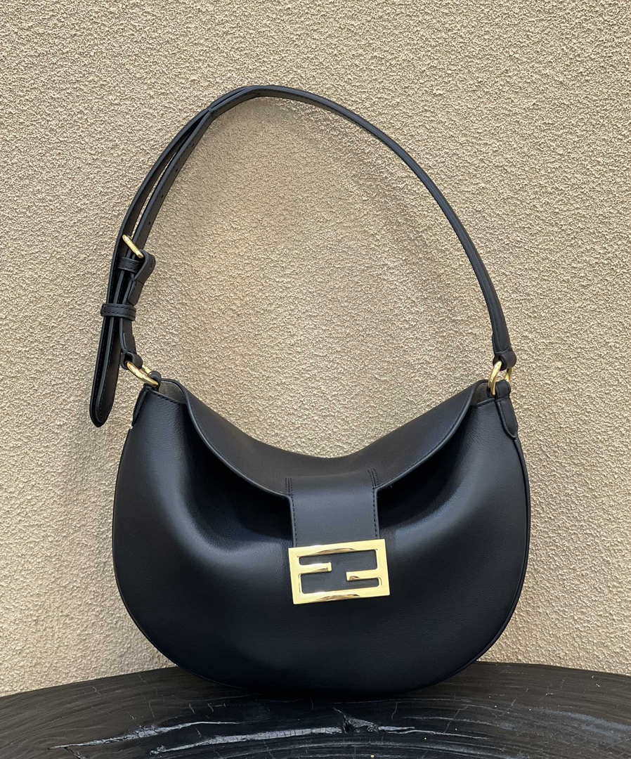 Fendi 8BS069 Fendi Black Leather Croissant bag 8373 - Default Title - View 1