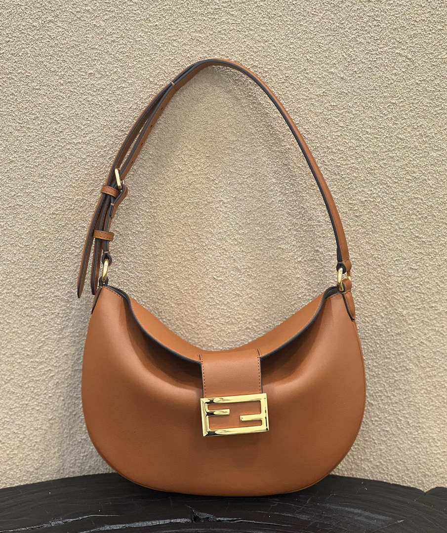 Fendi 8BS069 Fendi Brown Leather Croissant bag 8373 - Default Title - View 1