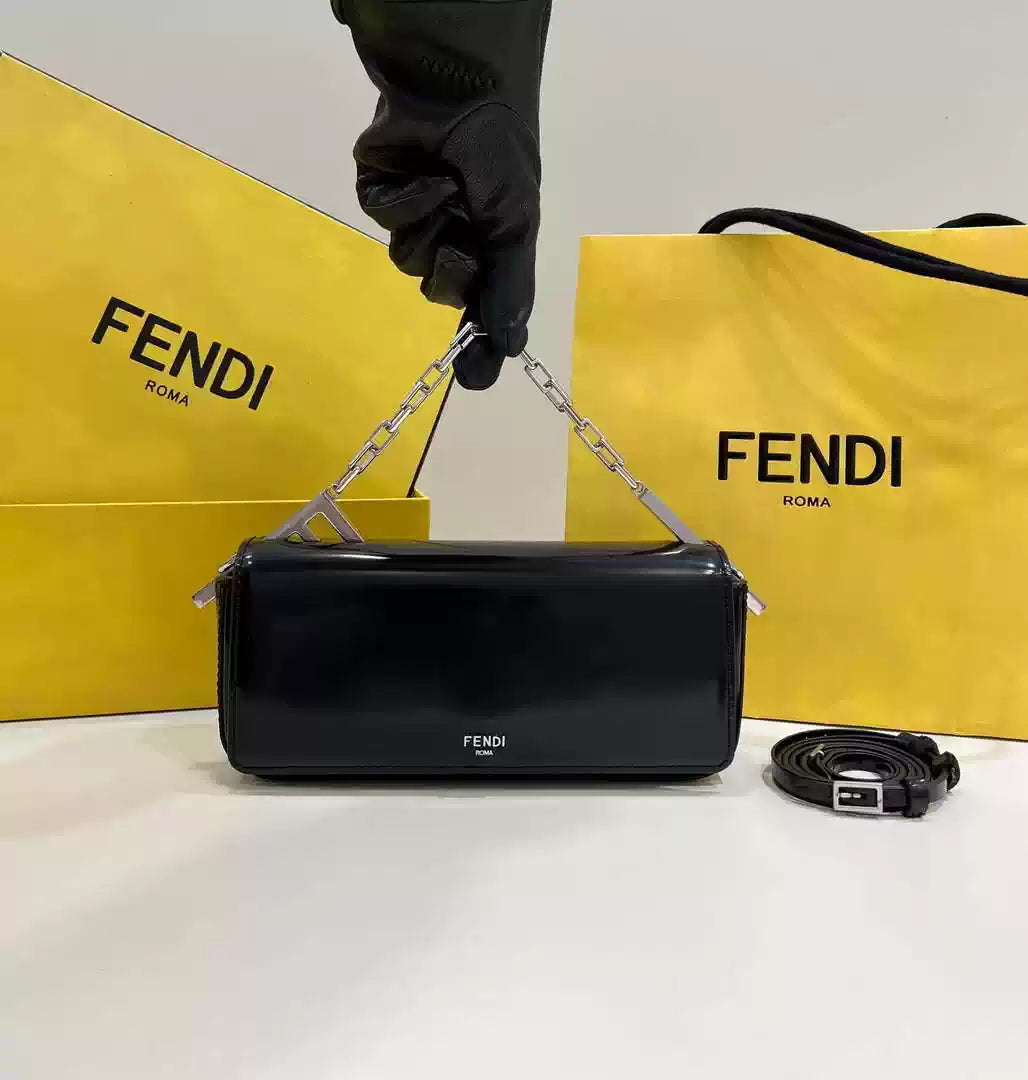 Fendi 8BS072 Fendi First Sight Black leather mini bag - Default Title - View 1