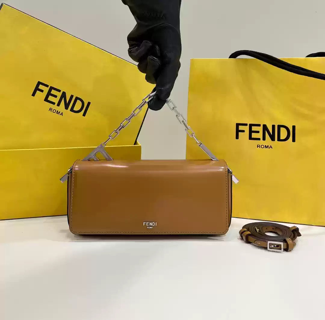 Fendi 8BS072 Fendi First Sight Brown leather mini bag - Default Title - View 1