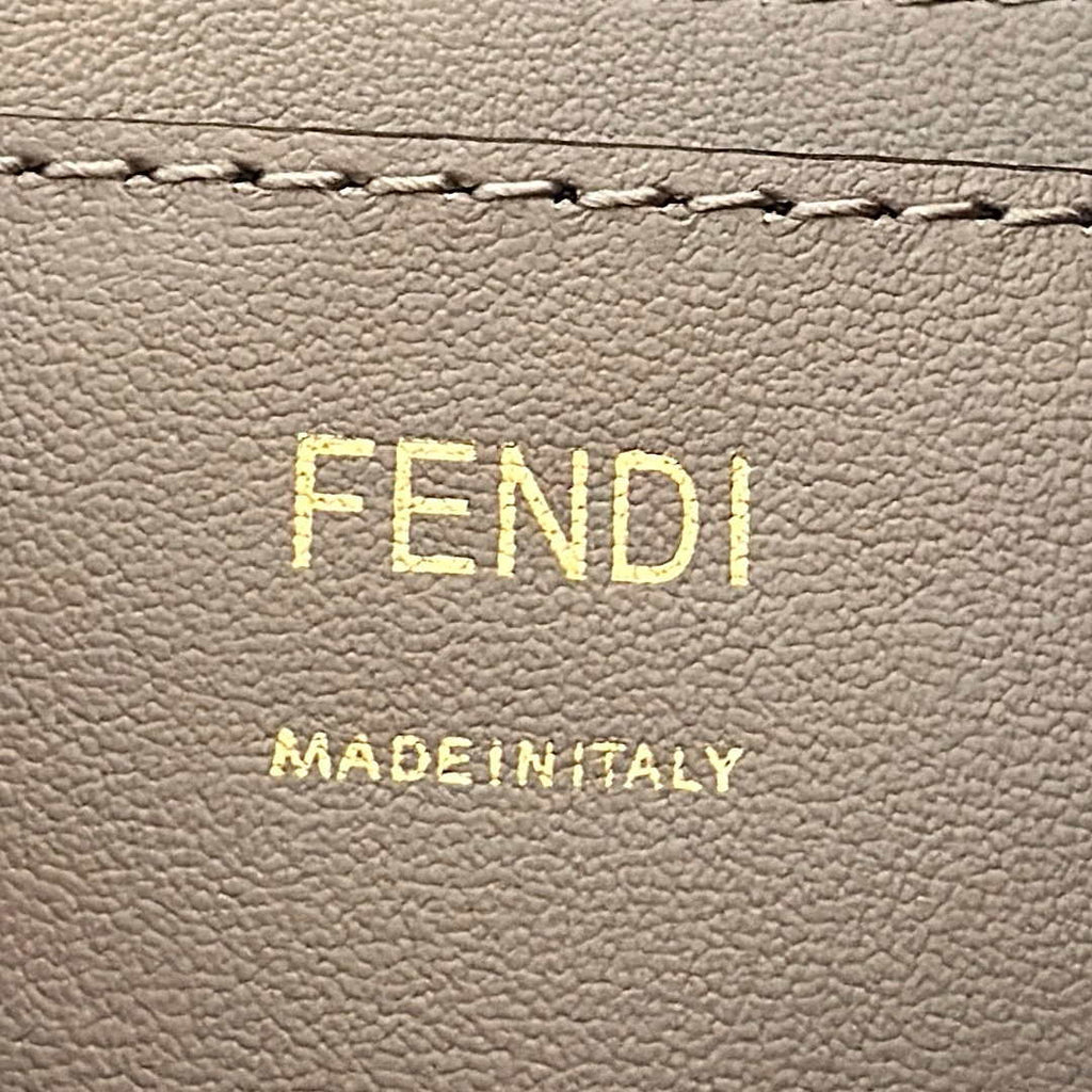 Fendi  8BS073 Baguette Pouch Gray denim-effect FF jacquard charm pouch with chain