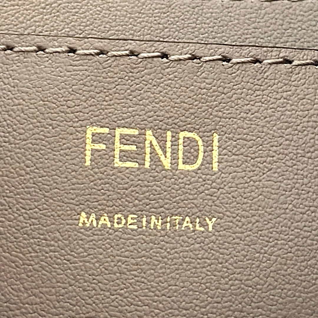 Fendi  8BS073 Baguette Pouch Gray denim-effect FF jacquard charm pouch with chain