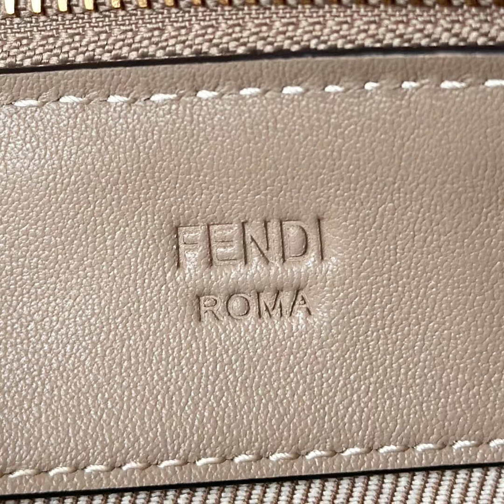 Fendi  8BS073 Baguette Pouch Gray denim-effect FF jacquard charm pouch with chain