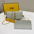 Fendi  8BS076 Fendigraphy Wallet On Chain Green leather wallet