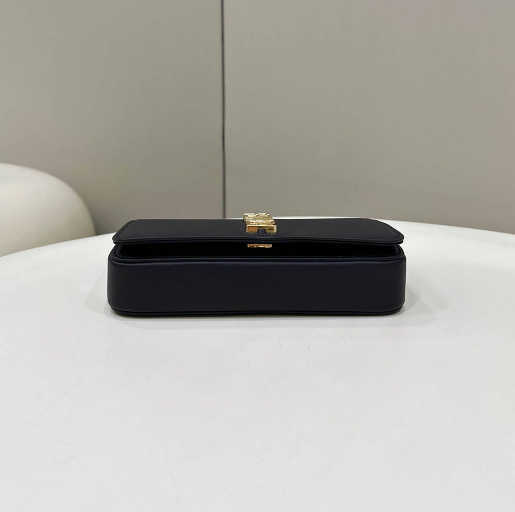 Fendi  8BS076 Fendigraphy Wallet On Chain Black leather wallet