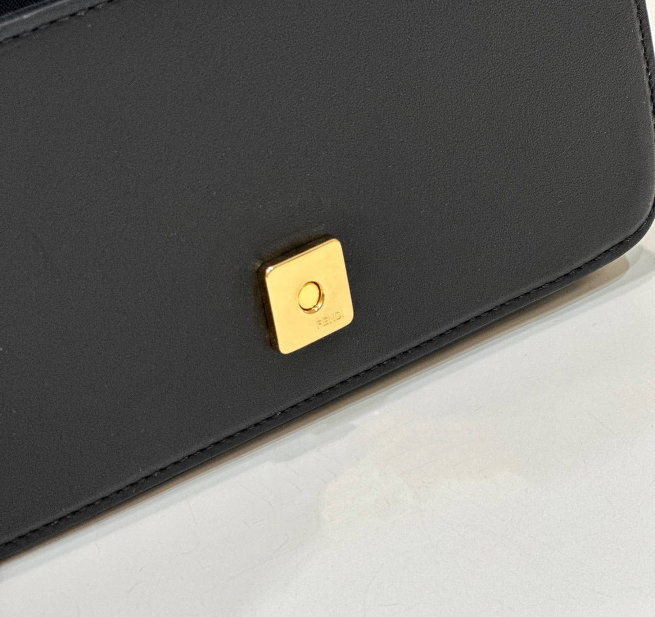 Fendi  8BS076 Fendigraphy Wallet On Chain Black leather wallet