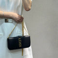 Fendi  8BS076 Fendigraphy Wallet On Chain Black leather wallet