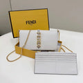 Fendi  8BS076 Fendigraphy Wallet On Chain White leather wallet