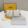 Fendi  8BS076 Fendigraphy Wallet On Chain White leather wallet