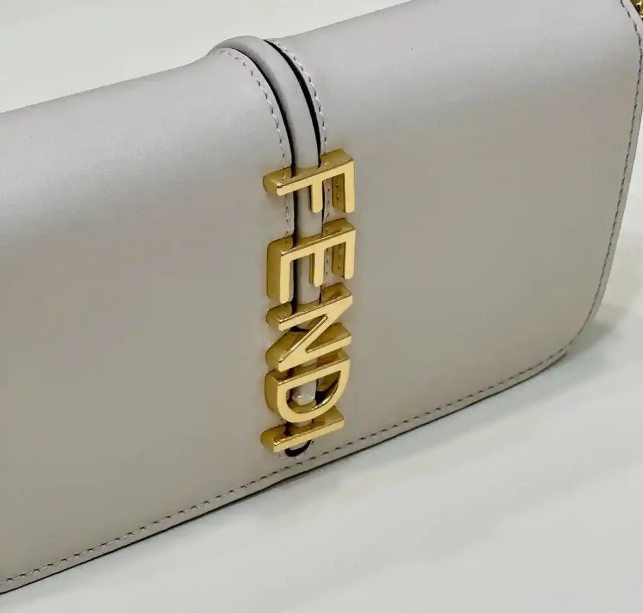 Fendi  8BS076 Fendigraphy Wallet On Chain White leather wallet
