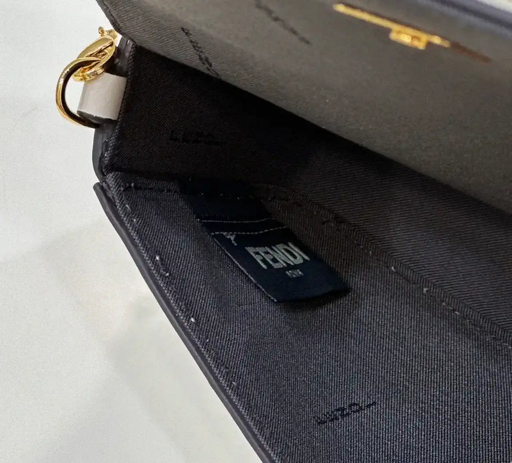 Fendi  8BS076 Fendigraphy Wallet On Chain White leather wallet