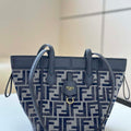 Fendi 8BS083 Fendi Origami Mini Transformable dark blue FF chenille mini-bag 8626BGs - Default Title - View 1