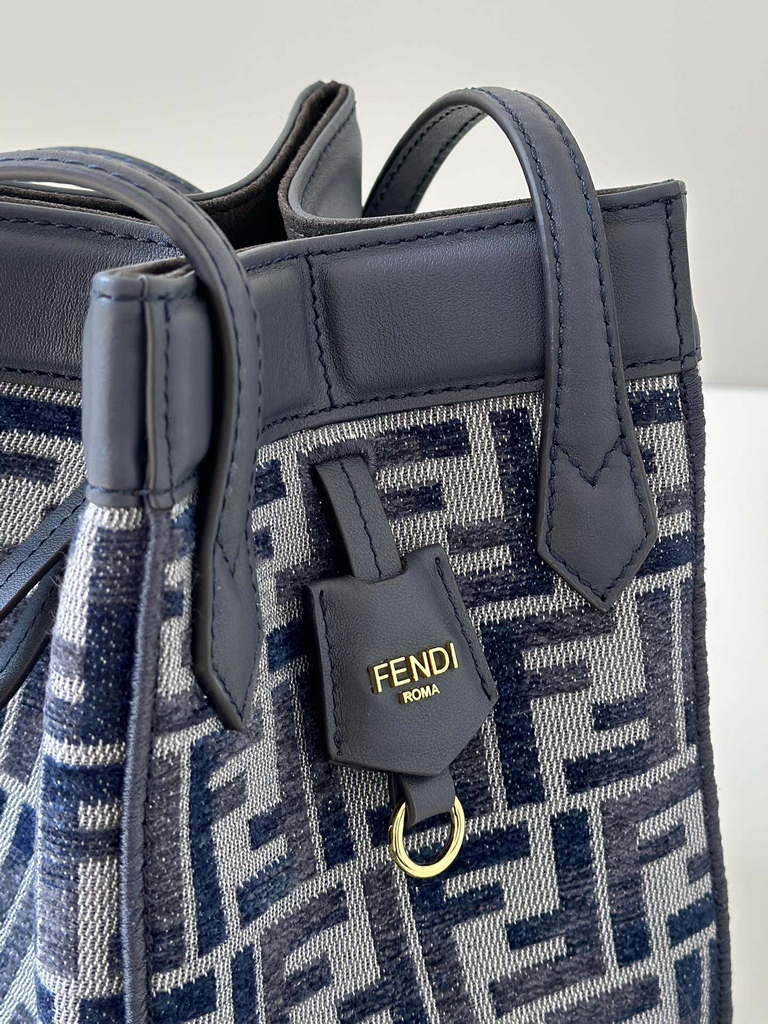 Fendi 8BS083 Fendi Origami Mini Transformable dark blue FF chenille mini-bag 8626BGs