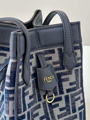 Fendi 8BS083 Fendi Origami Mini Transformable dark blue FF chenille mini-bag 8626BGs - Default Title - View 12