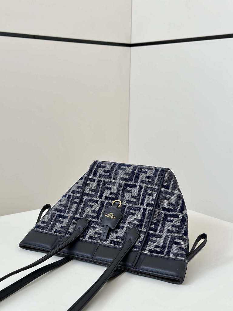 Fendi 8BS083 Fendi Origami Mini Transformable dark blue FF chenille mini-bag 8626BGs