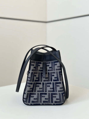 Fendi 8BS083 Fendi Origami Mini Transformable dark blue FF chenille mini-bag 8626BGs - Default Title - View 6
