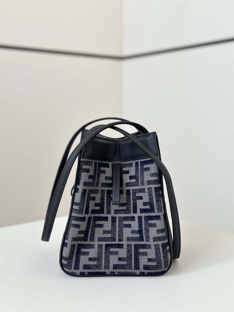 Fendi 8BS083 Fendi Origami Mini Transformable dark blue FF chenille mini-bag 8626BGs