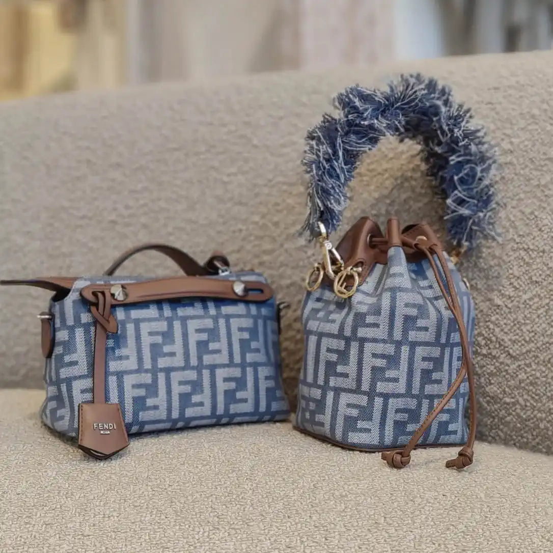 Fendi 8BS093 Mon Tresor Blue denim-effect FF jacquard mini-bag 8685
