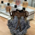 Fendi 8BS093 Mon Tresor Blue denim-effect FF jacquard mini-bag 8685