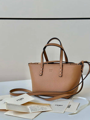 Fendi 8BS096 Brown Selleria bag with 62 hand-sewn topstitches 8655C - Default Title - View 1