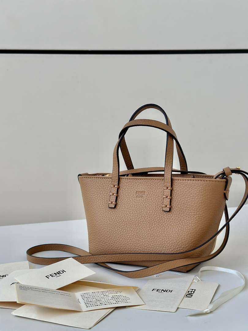 Fendi 8BS096 Brown Selleria bag with 62 hand-sewn topstitches 8655C