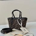 Fendi 8BS096 Roll Mini Brown FF chenille mini-bag 8655 - Default Title - View 1