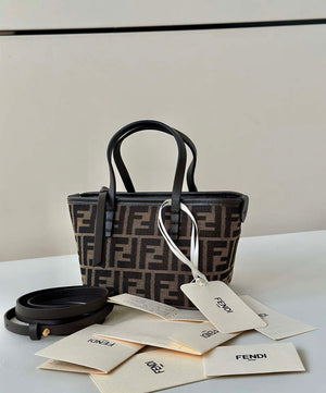 Fendi 8BS096 Roll Mini Brown FF chenille mini-bag 8655 - Default Title - View 1