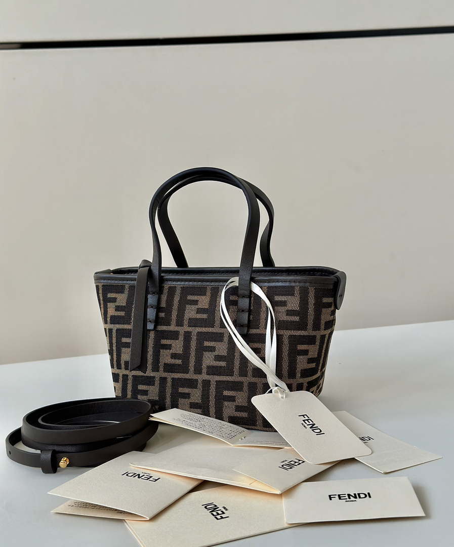 Fendi 8BS096 Roll Mini Brown FF chenille mini-bag 8655
